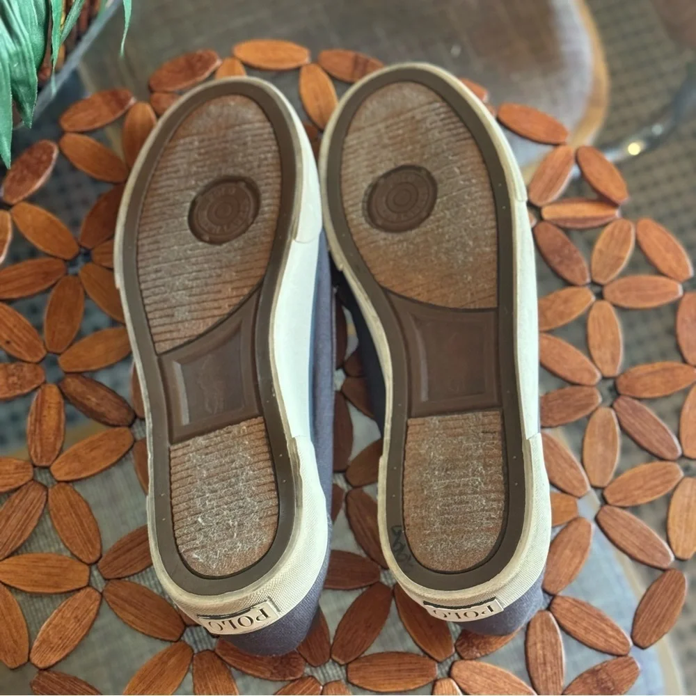 Polo Ralph Lauren Blue Men's Canvas Sander Leather Laced Boat Shoes Size 11D